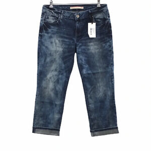 S&P Standards and‎ Practices Cropped Jeans Acid Wash Denim Mid Rise Tie Dye